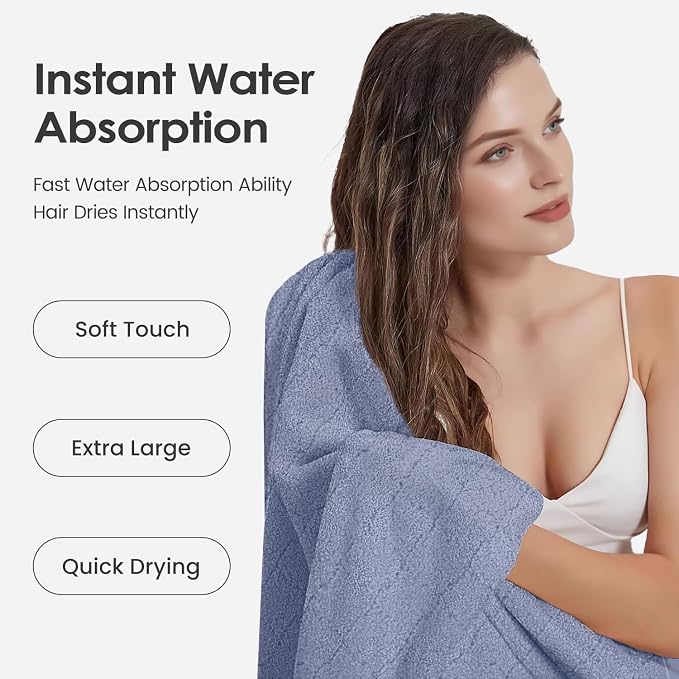 JML Bath Towels, Pack of 4, 30"x60", Large, Blue | Hanging Loop, Super Soft, Absorbent, Lint Free, Fade Resistant, Lightweight, Quick Dry, Use for SPA , Sauna, Salon Hair Wrap - Image 5