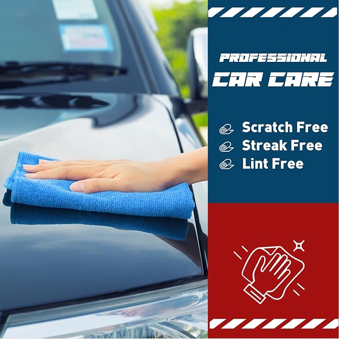 TEAWOO Blue Microfiber Towels Bulk-50 Pack, Cleaning Cloths | Microfiber Towels for Cars, Cleaning Rags, Blue (12x12 inches) - Image 4