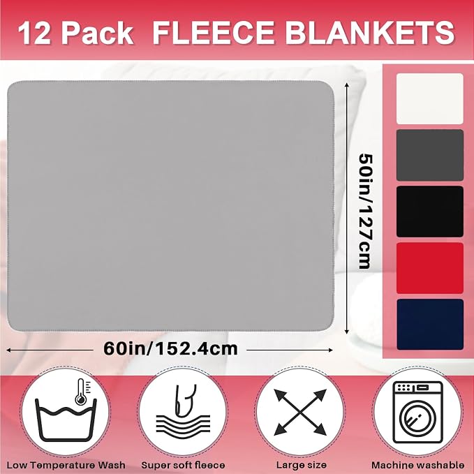 Newwiee 24 Pcs Bulk Fleece Throw Blankets 50'' x 60'' Oeko-tex Standard 100 Certified for Outdoor Wedding Guest Blankets Donation Homeless Sleepover Lap Pet Sofa, All Seasons Use (Trendy Colors) - Image 2