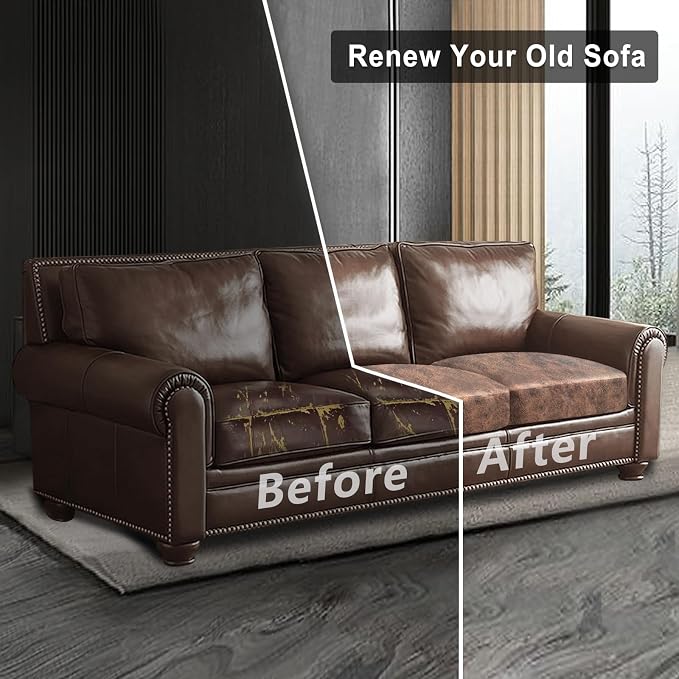 ANARACHON Leather Look Couch Cushion Covers Sofa Seat Slipcovers Sets Couches Furniture Protector for Sectional Armchair Loveseat Pets Kids Stretch Spandex Fabric (3 Cushion Sofa, Light Brown) - Image 7