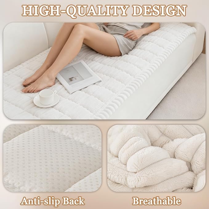 Couch Cover for Dogs, Non Slip Washable Sofa Protector Pet Friendly | White Fuzzy For 3 Cushion Couch, Protector for All Sofas (27.6" x 70.9") - Image 6