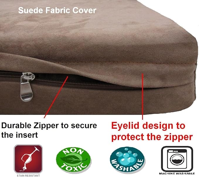 Dogbed4less DIY Pet Bed Pillow Brown Microsuede Duvet Cover and Waterproof Internal case for Dog at 47X29X4 Inch - Covers only - Image 5