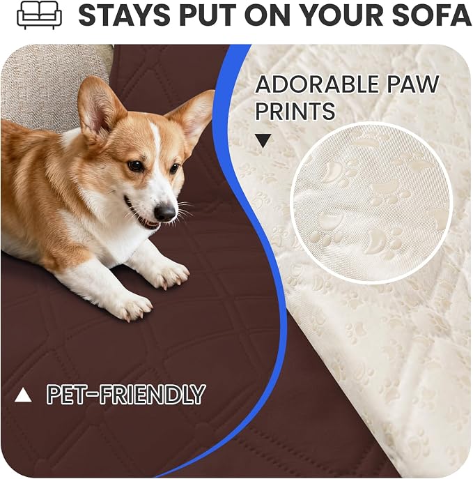 Waterproof Dog Bed Cover, Non-Slip Dog Blanket for Couch, Couch Covers for Dogs Washable, Pet Blanket for Furniture, Pet Bed Mat for Sofa, Car, Pet Supplies (82x82 Inch, Coffee) - Image 3