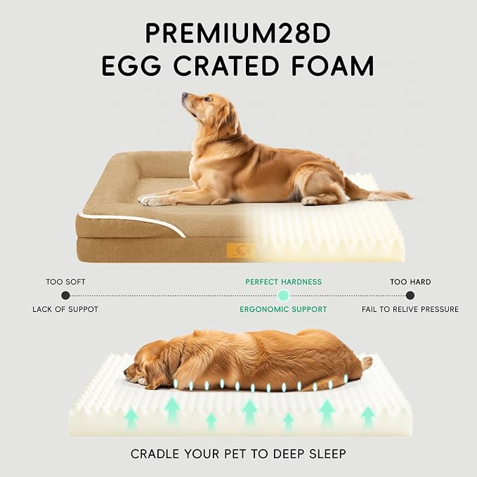 Homemate Dog Bed for Extra Large Dog: 48x35 inch Orthopedic Large Dogs Bed XXL Outdoor Pet Cat Bed Sofa Supplies with Toy Dogs Crate Pad Couch with Removable Washable Cover & Non-Slip Botton Brown | Large Dogs Bed with Non-Slip Botton & Removable Washa... - Image 4