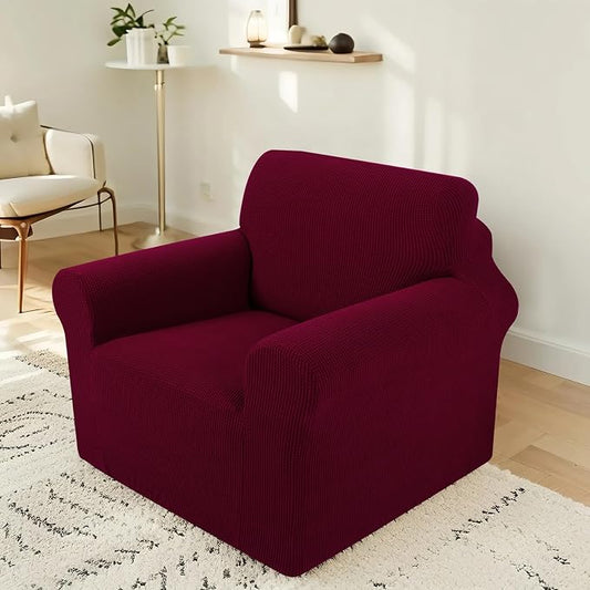 Stretch Recliner Chair Cover for Armchair, Small, Burgundy | Chair Covers For Living Room, Furniture Protector With Non Skid Foam, Elastic Bottom, Slipcovers For Kids, Dogs by LuxshareHome