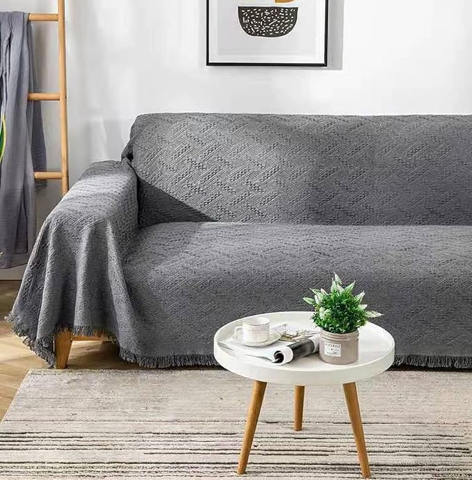 AIVIA Loveseat Cover Sheet Blanket, Cotton Woven Anti Slip Throw Cushion Covers for 2 Seater Couches with Armrest, Living Room Love-Seat Furniture Decor Slipcovers Protector for Dogs Cats by AIVIAChairCouchSofaCoverThrowBlanket
