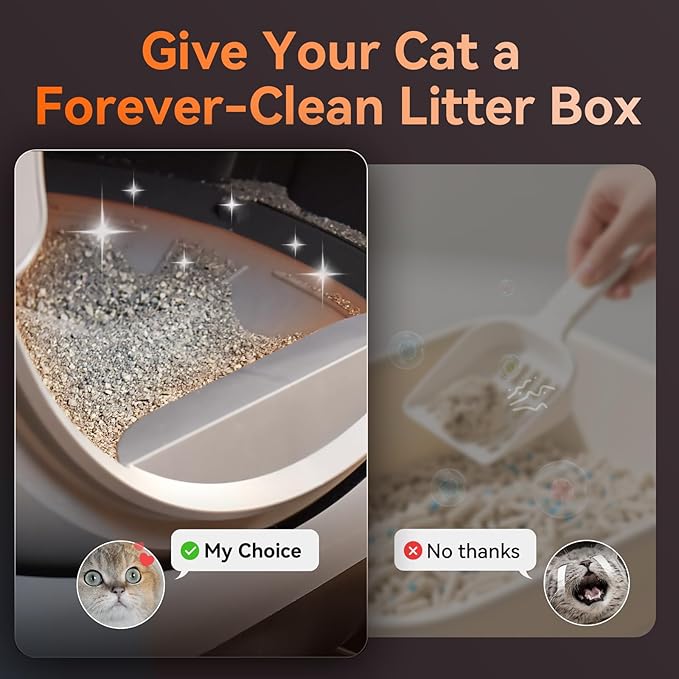 Self Cleaning Litter Box for Multiple Cats, G1 Automatic Litter Box with Smart APP Control & Health Monitoring, Includes 2 Roll Trash Bags and Litter Mat (Grey) - Image 3