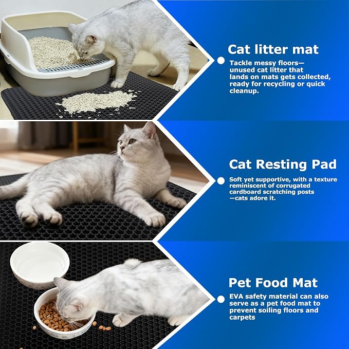 Extra Large Cat Litter Mat Double Layer Trapping Mat Easy-Clean Waterproof Urine Proof(Black 47x28in) - Image 7