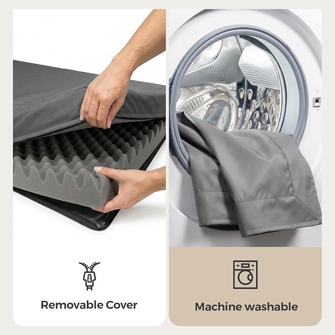 Sytopia 42 Inch Outdoor Waterproof Dog Bed for Extra Large Dogs, Orthopedic Egg Crate Foam Pet Mat with Removable Washable Cover, Durable Crate Mat for Patio, Deck, Camping, Travel, Grey - Image 3