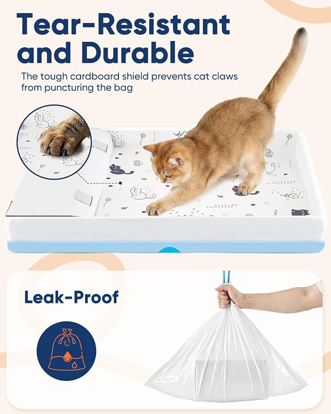 6 Pack Litter Box Liners Compatible with Safe Pets Scoopfree, 37"x16" | Cat Litter Box Tray Refill, Large Cat Waste Poop Bags, Anti-scratch Cardboard, Drawstring, Heavy Tear-resistant - Image 5