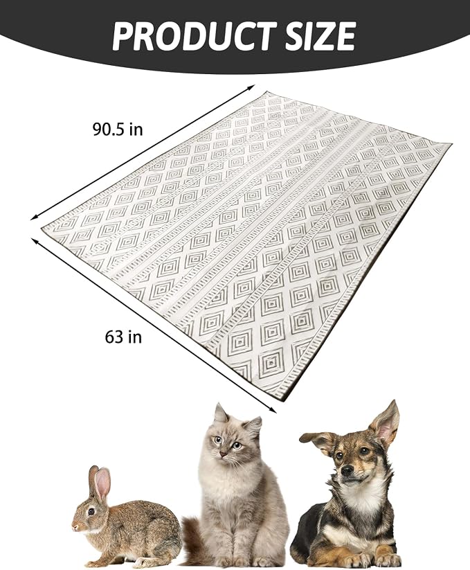 BNOSDM 91" X 63" Washable Bunny Cage Liners Large Rug for Rabbits Large Non Slip Pad for Bunnies Resuable Rabbit Liner for Chinchillas Cats - Image 2