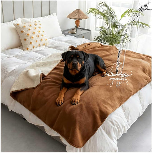 Waterproof Pet Blanket for Bed, Reversible Soft Flannel Love Blanket, Bed Blanket for Couples Washable, Spill-Proof Dog Throw Blanket for Couch, Sofa Protect, Camping,Camel,30"x40" by Unknown