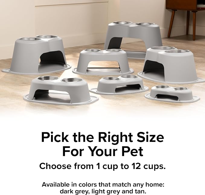 WeatherTech Double High Pet Feeding System w/Plastic Dog/Cat Bowls - 8" High Stand Dark Grey (PDHC3208DGDG) - Image 9