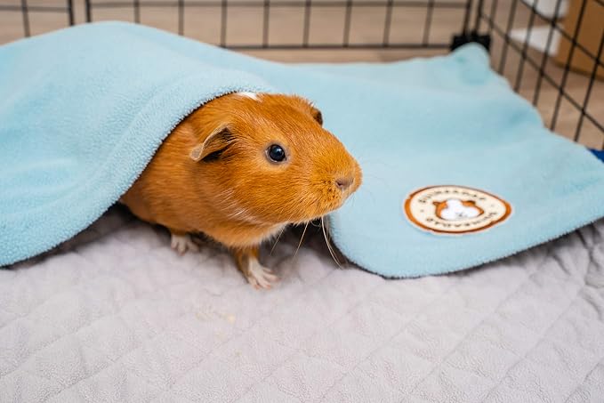 GuineaDad Original Reusable Cage Liner – Blue Fleece Bedding with Burrowing Pocket – Extra Absorbent Bamboo Core & Waterproof Bottom – Fits 2x3 C&C Guinea Pig Cages – Small Pet Supplies - Image 5