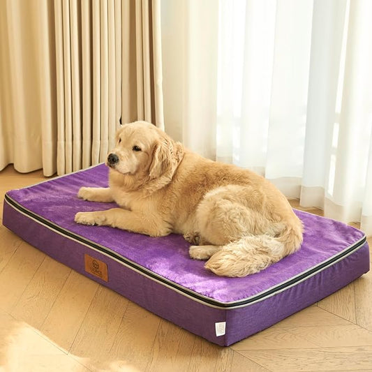 LIORCE Orthopedic Memory Foam XXL Dog Bed - 6" Thick Beds for Extra Large Sized Dog - Waterproof Removable Washable Cover & Wrap-Around Zipper - Ultimate Comfort & Easy Maintenance, Purple by LIORCE