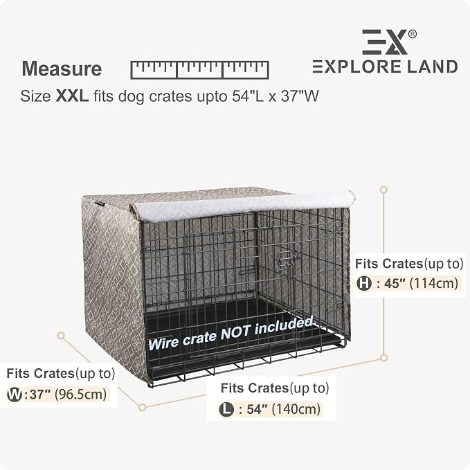 Explore Land Pattern Dog Crate Cover for 54 Inches Wire Cage, Heavy-Duty Polyester 1 2 3 Doors Standard Metal Pet Kennel Enclosure (Vintage Violet) - Image 2