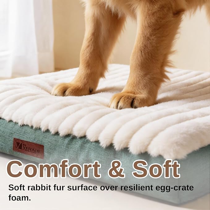 Orthopedic Dog Bed for Medium Dogs,Firm Egg Crate Foam,Nonslip Bottom,Green | Soft Plush Surface,Removable Machine Washable Cover,Ideal for Crates & Small Spaces,Designed for Joint Support,,29"x18"x3" - Image 4
