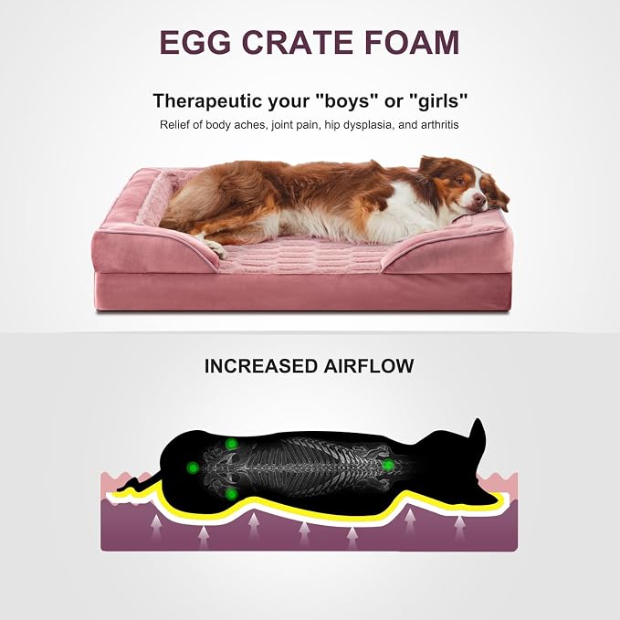 FURTIME Orthopedic Large Dog Bed, XL Waterproof Dog Beds, 42x35x6.5 Supportive Foam Pet Couch Bed with Removable Washable Cover and Nonskid Bottom - Image 2