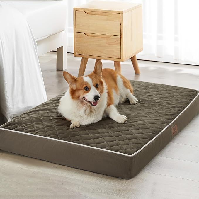 WNPETHOME Orthopedic Giant Human Dog Beds for Adult & Dog Cozy Sleep | Human Washable Waterproof Dogs Bed with Removable Cover, Multi-Needle Quilting Dogs Crate Bed for Relax,DarkGreen 61x43Inch by WNPETHOMEPETSHOME