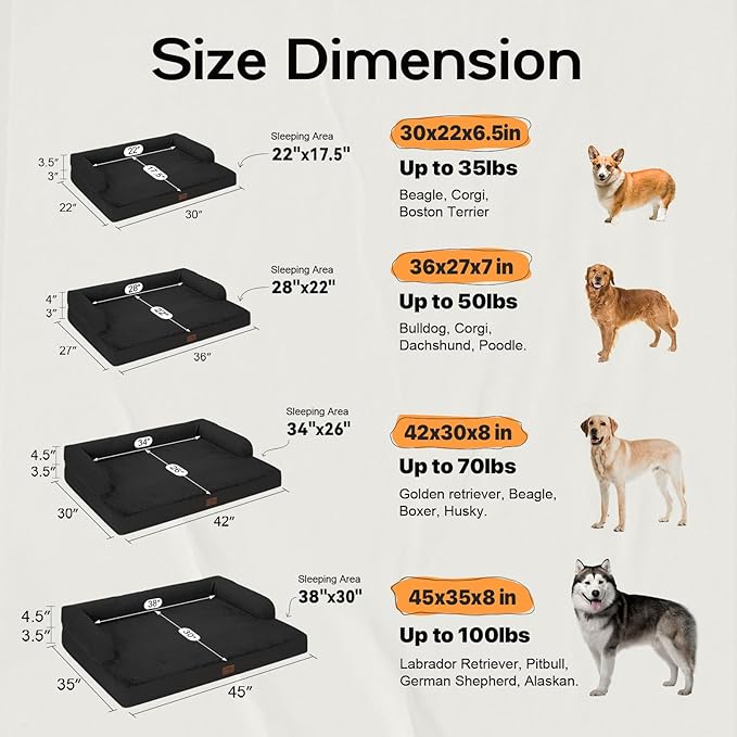 MEKIY Orthopedic XL Dog Bed with Bolster for Extra Large Size Dogs | Pillow Support for Neck Relief, Egg Crate Foam, Skin-Friendly Surface, Waterproof Liner, Anti-Slip Bottom, 42 x 30 Inch - Image 2