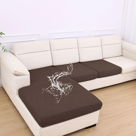 hyha Waterproof Couch Cushion Covers for Pets, Non Slip Sofa Seat Cover | Stretch Jacquard Fabric, Elastic Bottom, Non Slip Fit, Waterproof Protection, Pet Hair Protection (1 Chaise+2 Seater) by hyha