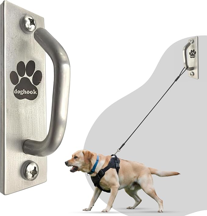 Canine Hitch- Secure Dog Leash Parking Mounted Indoor – Outdoor Wall Hook - Tie Out Stainless Steel Practical Lead Management for Home & Business, Slim Compact - Image 9