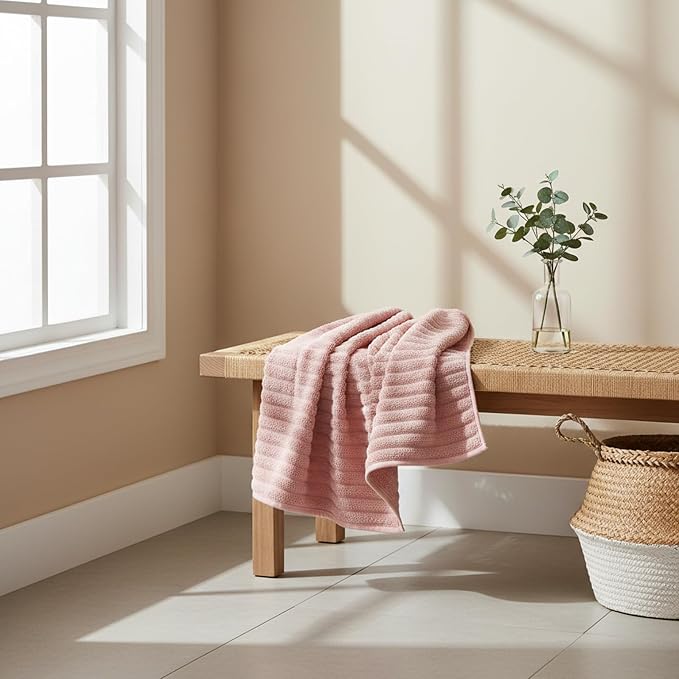 6 Piece Bath Towel Set, 40"x80" Oversized Bath Sheets, Pink | Microfiber, Quick Dry, Highly Absorbent, Towels for Bathroom, 2 Extra Large Bath Towels, 2 Soft Hand Towels, 2 Washcloths - Image 4