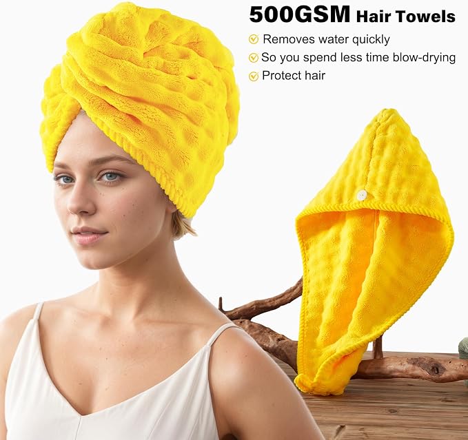 COZYART Lint Free 8 Pcs Bathroom Towels Set Ultra Soft Microfiber Yellow | Ultra Fluffy, Thick, Highly Absorbent, Fast Dry, No Shedding, No Pilling, Fade Resistant, Durable, Long-lasting - Image 2