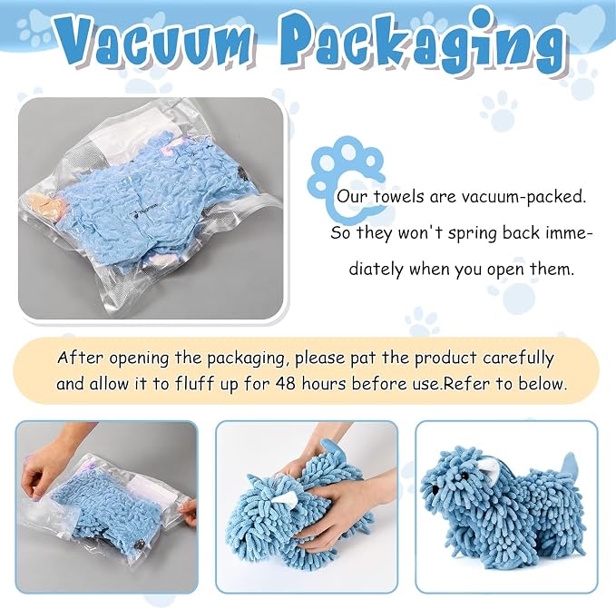 Tegeme 1 Pcs Chenille Dog Hand Towel Fuzzy Towel Absorbent Microfiber Soft for Bathroom Kitchen Washstand (Blue,Standing Dog) - Image 2