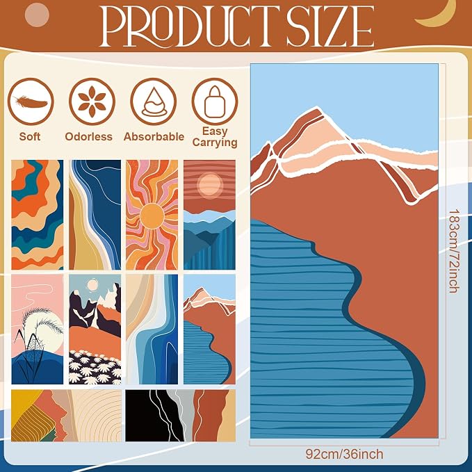 EBOOT 10 Pack Oversized Beach Towel Set Extra Large Pool Towels Microfiber Quick Dry Swim Blanket for Adult Women Men Face Hand Body Bath Travel Pool(Navy Blue,36 x 72 Inch,Classic Plaid) - Image 2