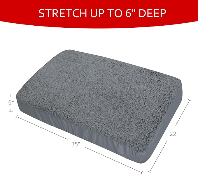 Dog Bed Covers Soft Plush Replacement Washable, Waterproof Pet Bed Liner Grey 35x22 Inches, for Dog/Cat, Cover Only - Image 6