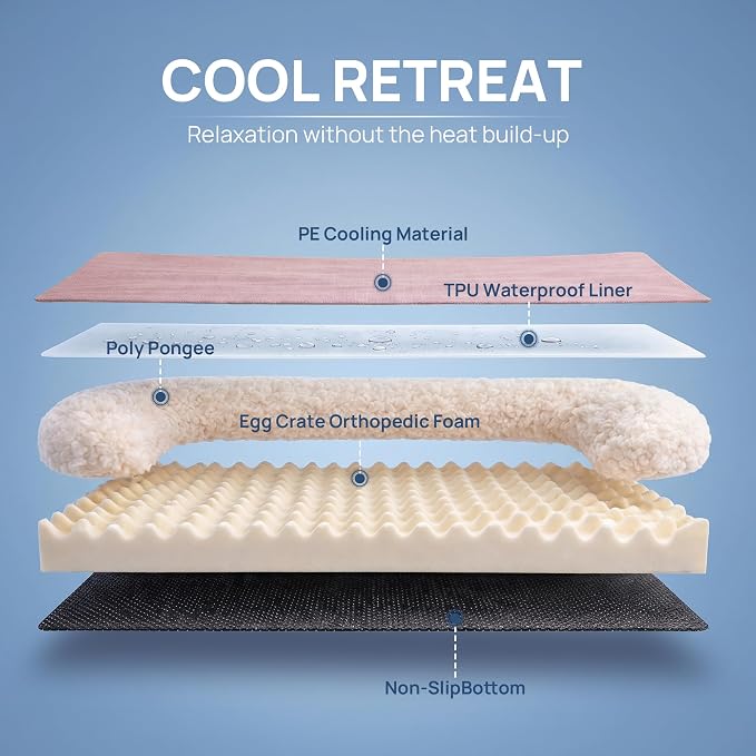 Cooling Dog Bed for Small, Medium Dogs & Cats with Bolsters, Q-Max>0.45 Orthopedic Pet Cool Sofa Beds with Breathable Egg Crate Foam, Removable Washable Cover, Dusty Rose - Image 7