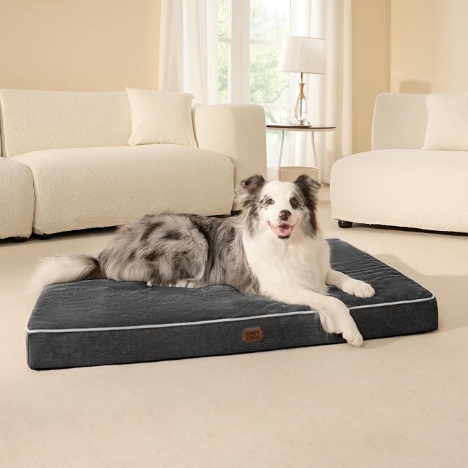 EHEYCIGA Extra Large Memory Foam Dog Bed Mat, 44x32Inch, Dark Grey | High Density Egg Crate Foam, Waterproof Liner, Washable Removable Cover, Non-Slip Bottom, Fits Floor, Camping, Sofa and Car - Image 9