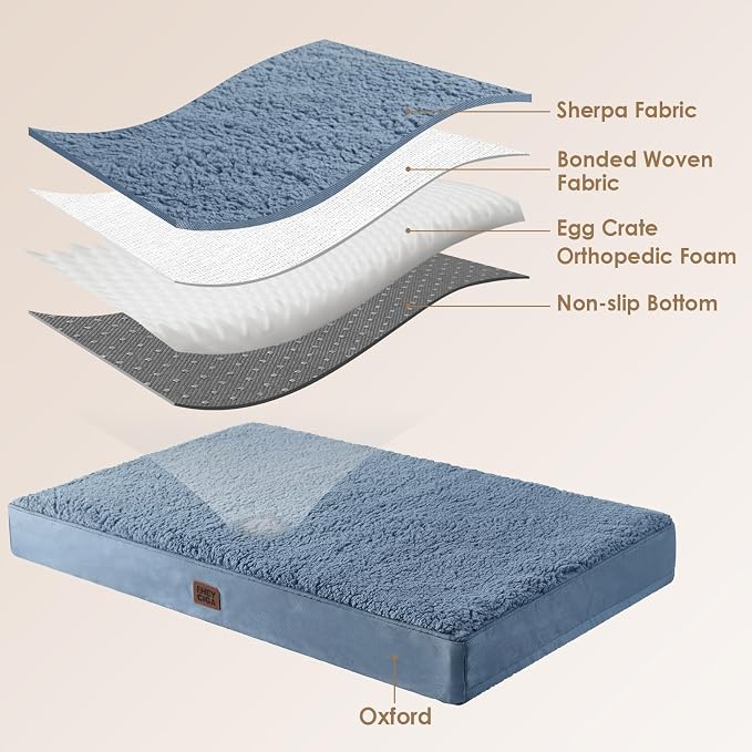 EHEYCIGA Orthopedic Dog Bed Extra Large with Removable Washable Cover, 50IN | Egg Crate Foam Support, Durable Oxford fabric, Non-Slip Bottom, Machine Washable, Soft Waterproof Plush Pet Bed Mat For Crate - Image 4