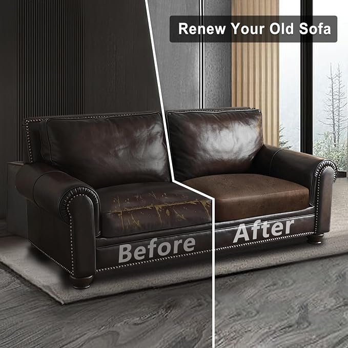ANARACHON Leather Look Couch Cushion Covers Sofa Seat Slipcovers Sets Couches Furniture Protector for Sectional Armchair Loveseat Pets Kids Stretch Spandex Fabric (2 Cushion Loveseat, Brown) - Image 7