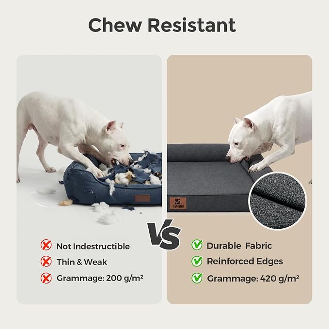 Sytopia 42 Inch Indestructible Dog Beds for Extra Large Dogs, Big Chew Proof Orthopedic, Egg Crate Foam Pet Bed with Washable Removable Cover and Anti-Slip Bottom, Dark Grey - Image 2