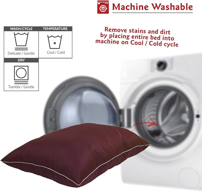 Majestic Pet Rectangle Large Dog Bed Washable – Non Slip Comfy Pet Bed – Dog Crate Bed Super Value Pillow Dog Bed – Dog Kennel Bed for Sleeping - Dog Bed Large Breed 46 x 35 Inch – Solid Burgundy - Image 5
