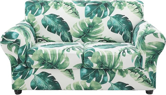 hyha Stretch Couch Cover, Sofa Covers for 2 Separate Cushion Couch Washable | Loveseat Cover, Floral Pattern, Printed, 3 Pieces, 2 Seater Furniture Protector with Elastic Bottom for Dogs, Pet Friendly by hyha