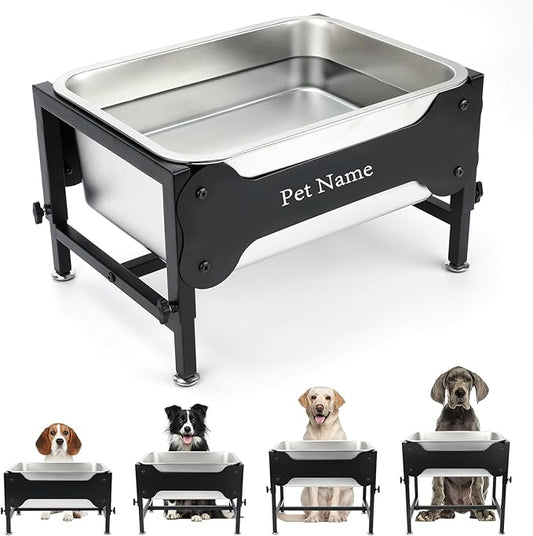 4 Gallon Elevated Dog Water Bowl, 4-Height Stand for Large Dogs | 4 Gallon Stainless Steel Bowl, 4 Heights 9.65-15.16 in, Non-Slip Feet, Indoor Outdoor Use, Easy-Clean Surface, Large Breeds by Lonepetu