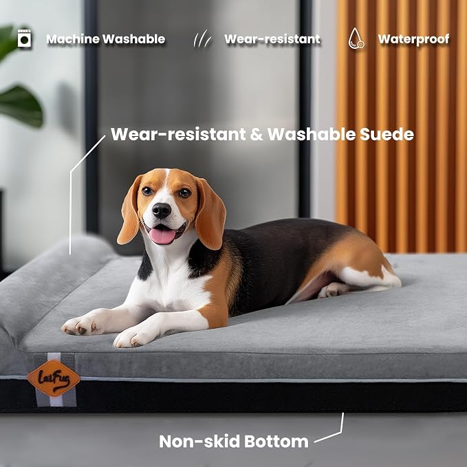 Laifug Orthopedic Dog Beds for Large Dogs,3" Memory Foam Dog Beds,Durable Water Proof Liner Removable and Washable, Nonskid Bottom,Grey Slate Grey 40"x25"x5.5" - Image 3