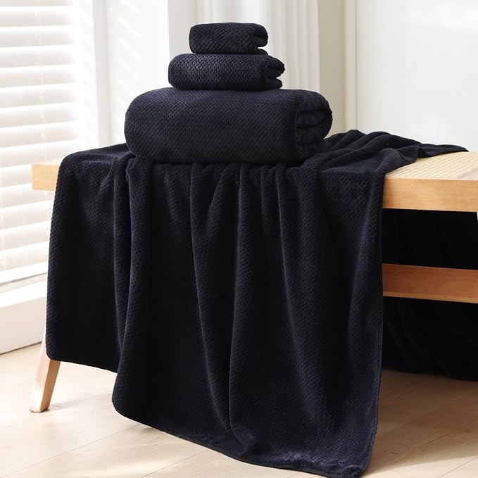40x80 Inches Bath Sheets Towels for Adults Oversized Bath Towels Extra Large Luxury Super Soft Absorbent Quick Dry Microfiber (Black,6PCS) - Image 2