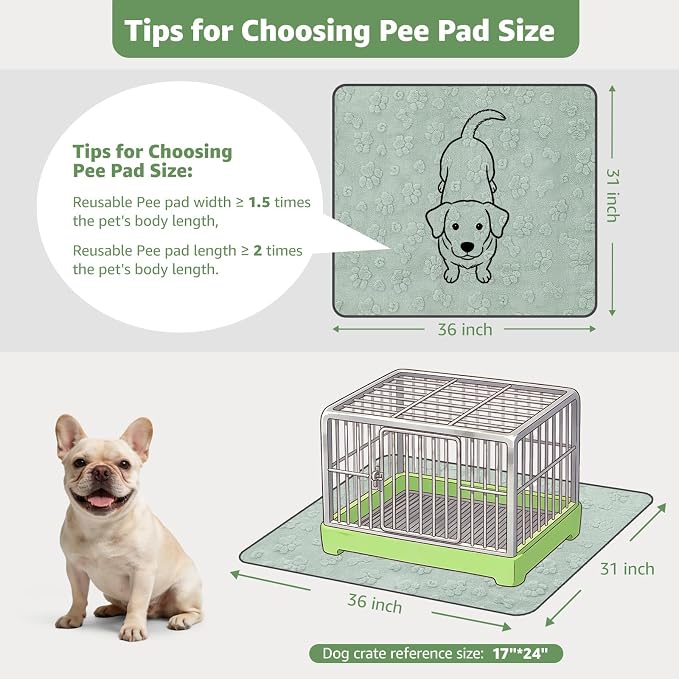LOOBANI Washable Pee Pads for Dogs,2 Pack Reusable Puppy Pads 31"x36" | Super Absorbent, Waterproof, Leakproof, Non Slip, Soft, For Whelping, Potty Training, Crates, Floors, Beds, Couches, Travel - Image 2