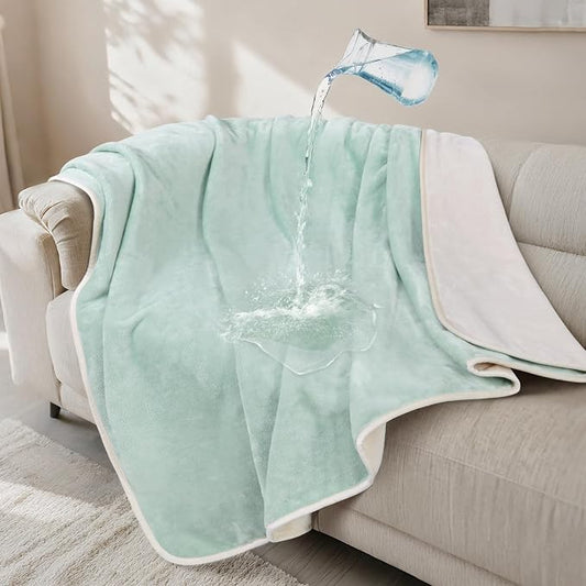 LOOBANI Waterproof Dog Blanket for Couch, Soft Couch Cover 50" x 60", Green | Pet Blanket for Medium Large Dogs, Double Side Liquid-Proof, Reversible Flannel Bed Throw for Sofa, Pet Hair Resistant by LOOBANI