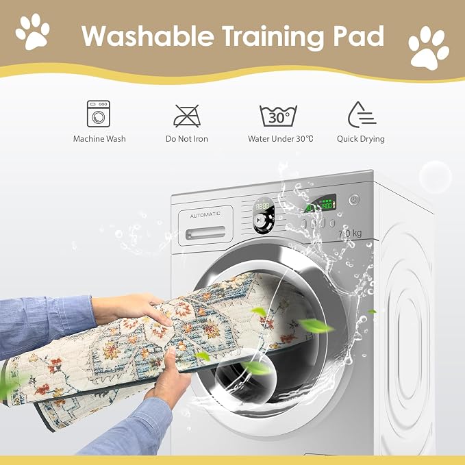 SCLOSE Washable Pee Pad for Dogs Extra Large, 72" x 72" Reusable Puppy Pads Waterproof Dog Rugs, Super Absorbent, Leakproof, Dog Crate Pad, Playpen Mat, Whelping Pads, White Medallion - Image 5