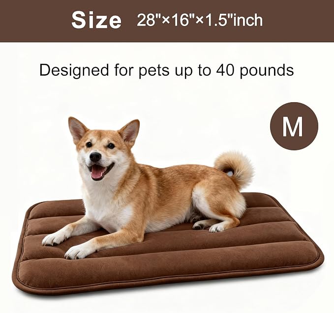 Dog Bed Mat, Reversible Dog Crate Pad with Washable Kennel Mat and Soft Foam, Flat Pet Bed for Dogs & Cats, for Crates Carriers & Travel (Dark Brown, 28" L*16" W*1.5" Th) - Image 3