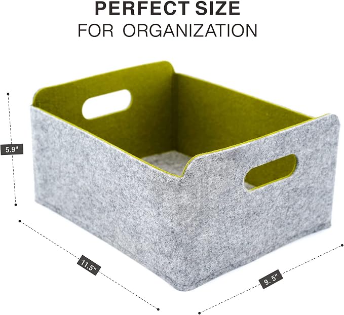 Welaxy Collapsible Felt Storage Baskets, Foldable Shelf Bins for Toys, Clothes, Books & Closet Organization (Curry +Moss green + Wild berry) - Image 3