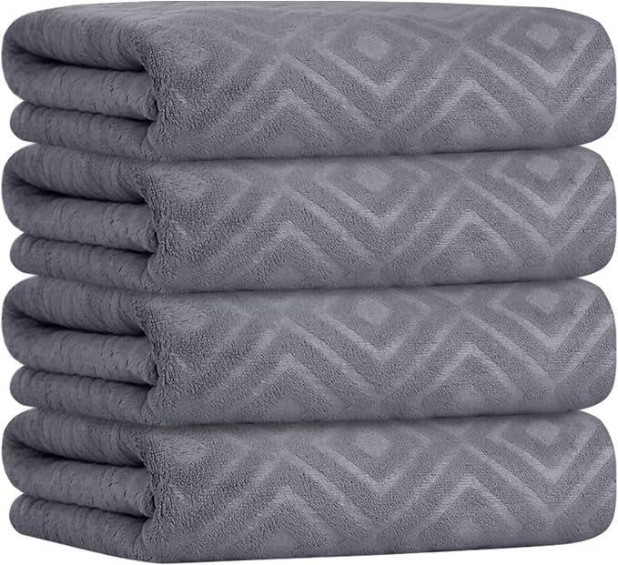 JML Microfiber Bath Towels, Pack of 4, 30" x 60", Grey | Oversized, Soft, Super Absorbent,Fast Drying, Perfect for Shower, Sauna,Gym, Fitness, Yoga by JML