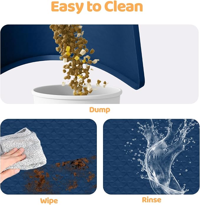 Dog Food Mat 51''x25.6'' Extra Large Dog Mat for Food and Water,Blue | Silicone Dog Bowl Mat with Raised Edge, Waterproof Non-Slip Pet Feeding Mat for Floors, fit for Dog Cat Bowls - Image 5
