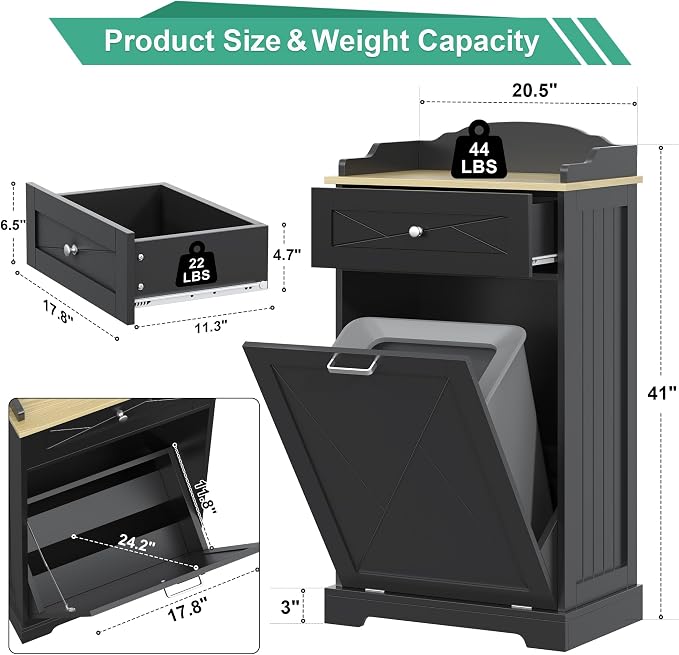 kepptory Dog Feeding Station with Storage Drawer, Pet Organizers and Storage Adjustable Shelf, Dog Feeder Station, Pet Storage Cabinet for Cats and Dogs - Image 2