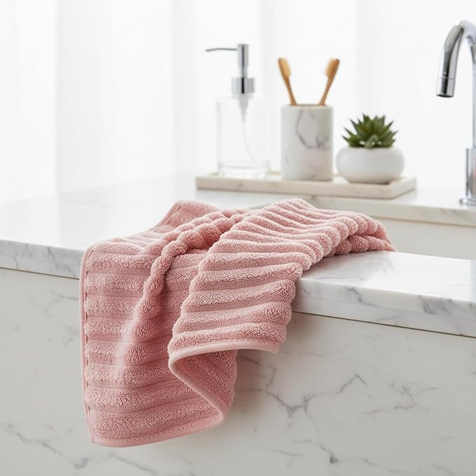 6 Piece Bath Towel Set, 30"x60" Microfiber Towels, Pink | Quick dry, Highly Absorbent,shower towels for bathroom gym,2 large Bath towels,2 hand towels,2 washcloths - Image 4